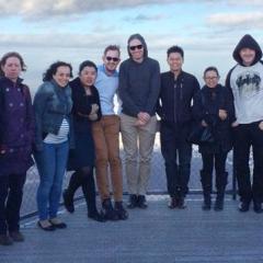 Delegation "freezing" on top of Mt Wellington.